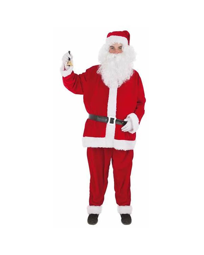 Costume de Père Noël rouge complet avec veste, pantalon, ceinture et bonnet